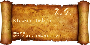 Klecker Iván névjegykártya