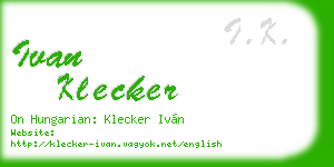 ivan klecker business card